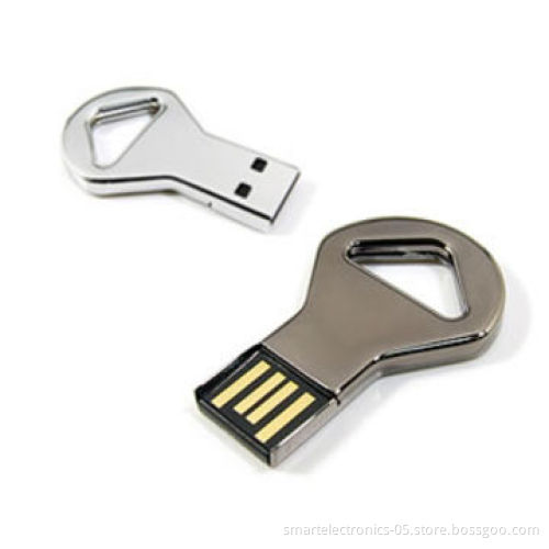 Mini Metal Key-shaped USB Flash Drives, 64MB-128GB Capacity, Free Printing, Package, Free USB Custom